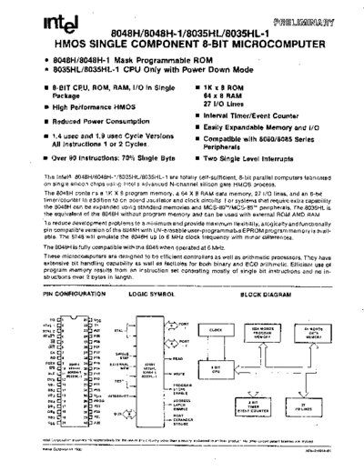 Intel 8048 8035 HMOS Single Component 8-Bit Microcomputer DataSheet 1980 Intel _dataSheets 8048_8035_HMOS_Single_Component_8-Bit_Microcomputer_DataSheet_1980.pdf
