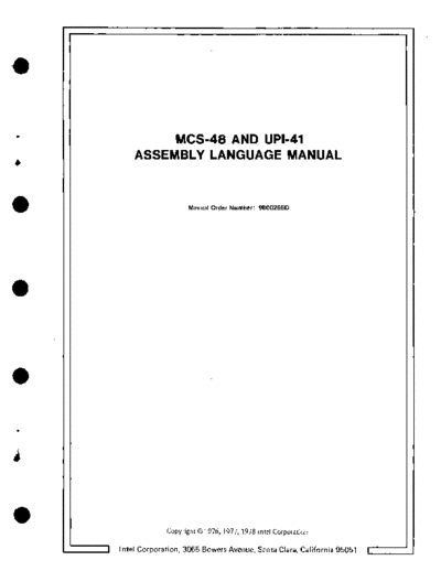 Intel 9800255D MCS-48 and UPI-41 Assembly Language Reference Manual Dec78 Intel 8048 9800255D_MCS-48_and_UPI-41_Assembly_Language_Reference_Manual_Dec78.pdf