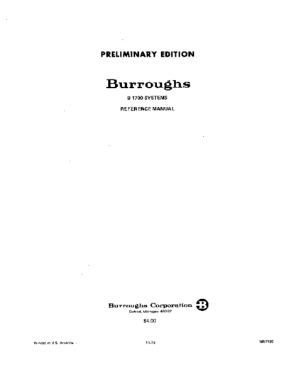 burroughs 1057155 B1700SysRefMan11-73  burroughs B1700 1057155_B1700SysRefMan11-73.pdf