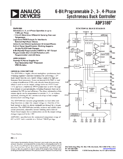 Various ADP3180 - 6-Bit Programmable 2-, 3-, 4-Phase Synchronous Buck Controller . Electronic Components Datasheets Various ADP3180 - 6-Bit Programmable 2-, 3-, 4-Phase Synchronous Buck Controller.pdf