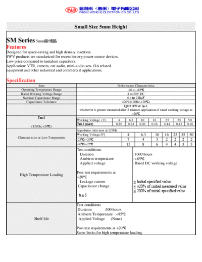 P&B [radial thru-hole] SM Series  . Electronic Components Datasheets Passive components capacitors P&B P&B [radial thru-hole] SM Series.pdf