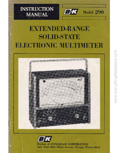 B&K bk model 290 extended range solid-state electronic multimeter  . Rare and Ancient Equipment B&K bk_model_290_extended_range_solid-state_electronic_multimeter.pdf