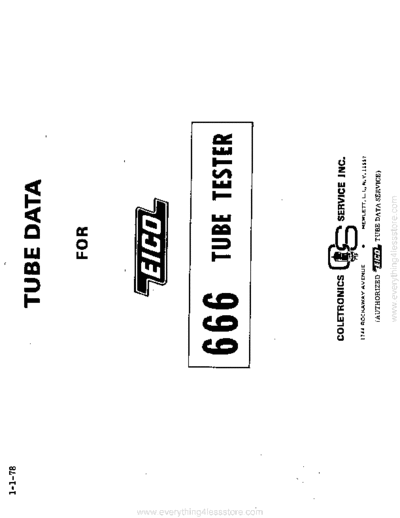 . Rare and Ancient Equipment eico model 666 tube data 1978  . Rare and Ancient Equipment Eico eico_model_666_tube_data_1978.pdf