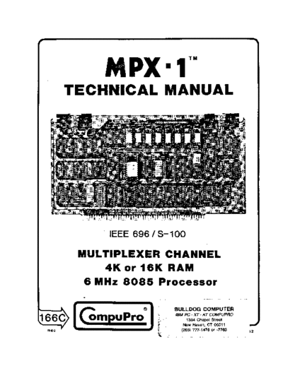 compupro Compupro MPX-1 Technical Manual  . Rare and Ancient Equipment compupro Compupro_MPX-1_Technical_Manual.pdf