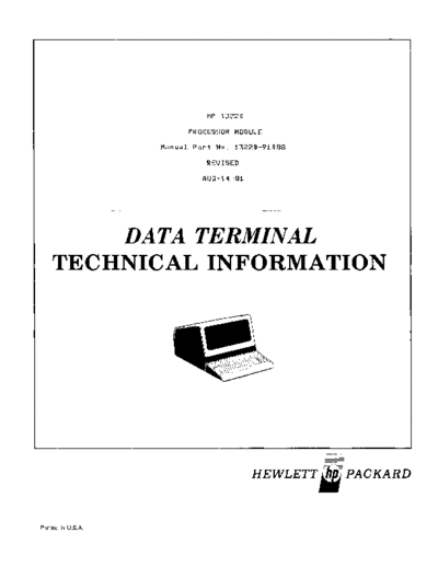 HP 13220-91088 2623A Processor Module Aug81  HP terminal 262x 13220-91088_2623A_Processor_Module_Aug81.pdf