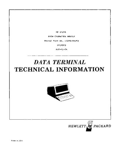 HP 13255-91053 PROM Character Module aug76  HP terminal 264x 13255-91053_PROM_Character_Module_aug76.pdf