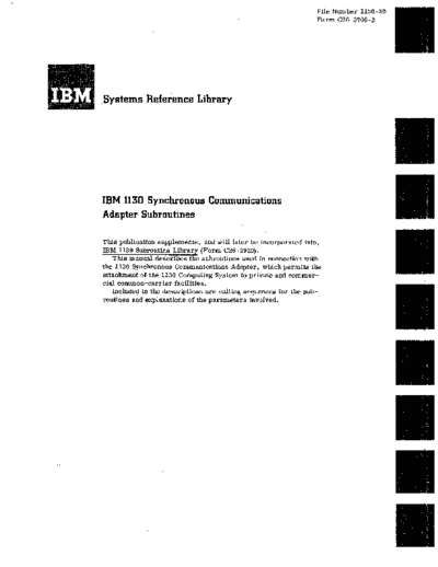 IBM C26-3706-2 Synchronous Communications Adapter Subroutines Apr67 IBM 1130 subroutines C26-3706-2_Synchronous_Communications_Adapter_Subroutines_Apr67.pdf