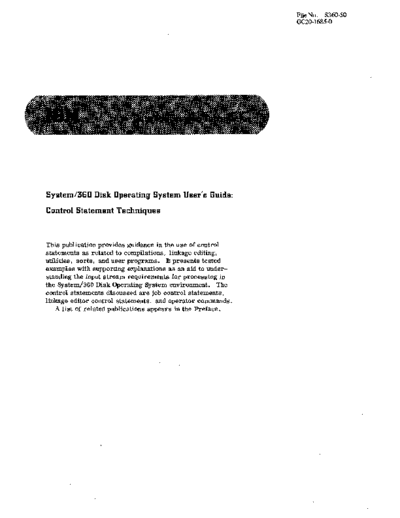 IBM GC20-1685-0 Disk Operating System Users Guide Control Statement Techniques Dec69 IBM 360 dos GC20-1685-0_Disk_Operating_System_Users_Guide_Control_Statement_Techniques_Dec69.pdf