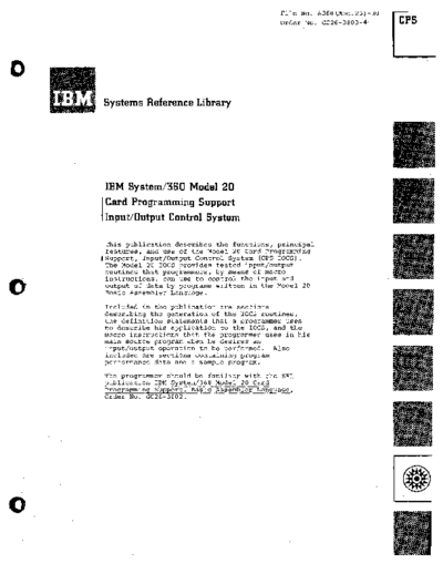 IBM GC26-3603-4 360 20 Card Programming Support Input Output Control System Apr70 IBM 360 model20 GC26-3603-4_360_20_Card_Programming_Support_Input_Output_Control_System_Apr70.pdf