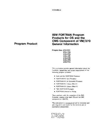 IBM GC28-6884-0 FORTRAN Program Products for OS and CMS General Information Jul72 IBM 370 fortran GC28-6884-0_IBM_FORTRAN_Program_Products_for_OS_and_CMS_General_Information_Jul72.pdf