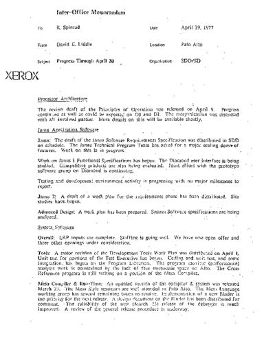 xerox 19770419 Progress Through April 20  xerox sdd memos_1977 19770419_Progress_Through_April_20.pdf