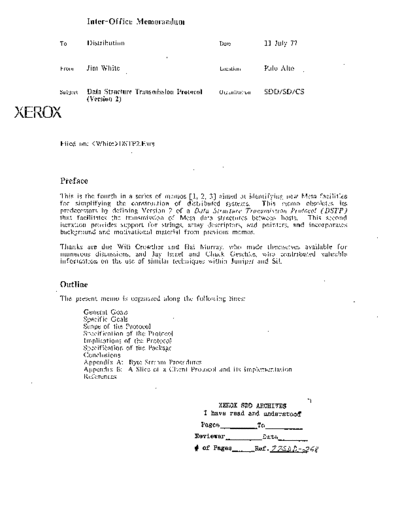 xerox 19770711 Data Structure Transmission Protocol Version 2  xerox sdd memos_1977 19770711_Data_Structure_Transmission_Protocol_Version_2.pdf