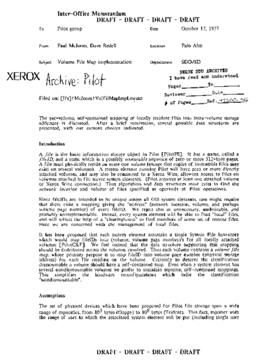 xerox 19771017 Volume File Map Implementation  xerox sdd memos_1977 19771017_Volume_File_Map_Implementation.pdf