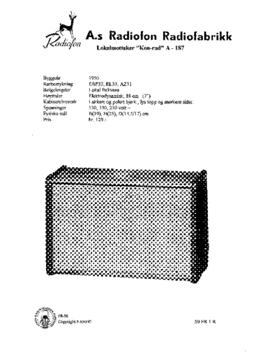 AS RADIOFON RADIOFON KONRAD-A-187-s  . Rare and Ancient Equipment AS RADIOFON Audio RADIOFON KONRAD-A-187-s.pdf