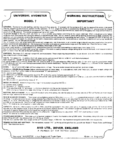 AVO AVO 7 usr  . Rare and Ancient Equipment AVO avo 7 mk2 AVO_7_usr.pdf