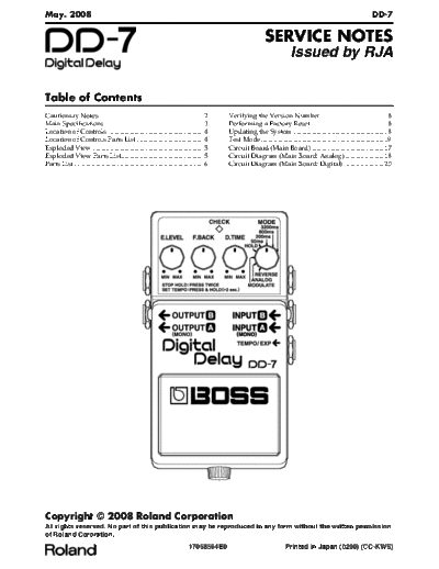 BOSS DD-7 SERVICE NOTES  . Rare and Ancient Equipment BOSS DD-7 DD-7_SERVICE_NOTES.pdf