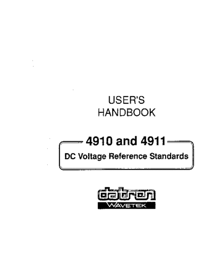 Datron 4910 4911 voltage reference standard users handbook . Rare and Ancient Equipment Datron 4910 datron_4910_4911_voltage_reference_standard_users_handbook.pdf