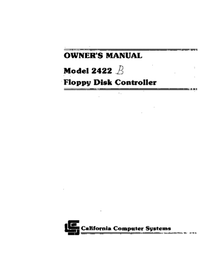 ccs CCS 2422B Floppy Controller May81  . Rare and Ancient Equipment ccs 2422 CCS_2422B_Floppy_Controller_May81.pdf