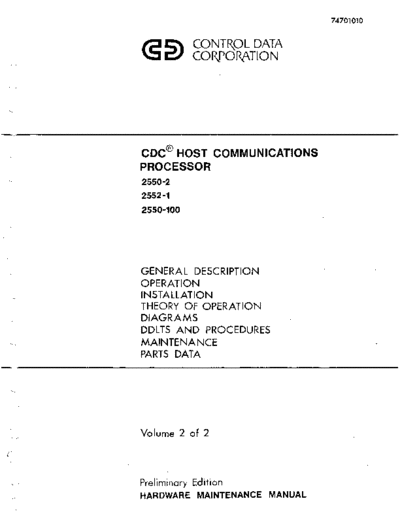 cdc 74701010 2550-2 Host Communications Processor Maint Vol 2 Aug77 . Rare and Ancient Equipment cdc 2550 74701010_2550-2_Host_Communications_Processor_Maint_Vol_2_Aug77.pdf