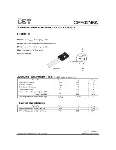 CET cee02n6a  . Electronic Components Datasheets Active components Transistors CET cee02n6a.pdf