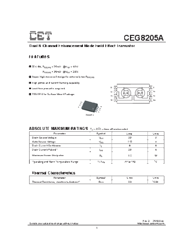 CET ceg8205a  . Electronic Components Datasheets Active components Transistors CET ceg8205a.pdf