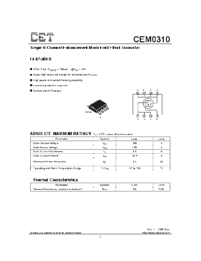 CET cem0310  . Electronic Components Datasheets Active components Transistors CET cem0310.pdf