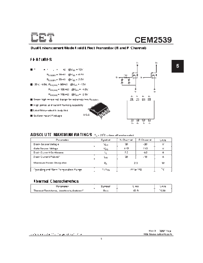 CET cem2539  . Electronic Components Datasheets Active components Transistors CET cem2539.pdf