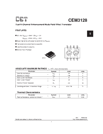 CET cem3128  . Electronic Components Datasheets Active components Transistors CET cem3128.pdf