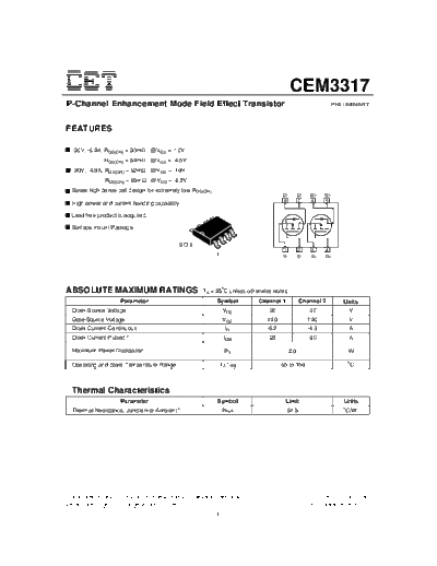 CET cem3317  . Electronic Components Datasheets Active components Transistors CET cem3317.pdf