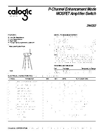 Calogic 2n4352  . Electronic Components Datasheets Active components Transistors Calogic 2n4352.pdf