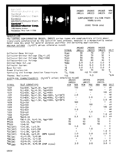 Central 2n5954 2n5955 2n5956 2n6372 2n6373 2n6374  . Electronic Components Datasheets Active components Transistors Central 2n5954_2n5955_2n5956_2n6372_2n6373_2n6374.pdf