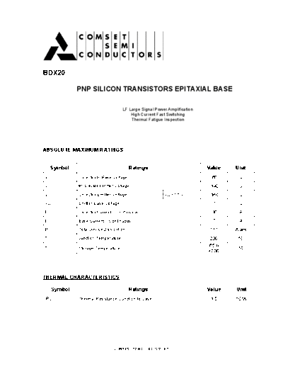 Cpmset bdx20  . Electronic Components Datasheets Active components Transistors Cpmset bdx20.pdf