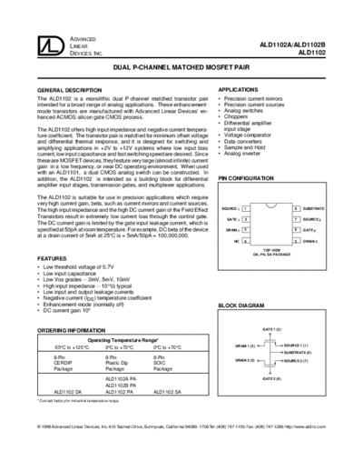 ALD ald1102  . Electronic Components Datasheets Active components Transistors ALD ald1102.pdf