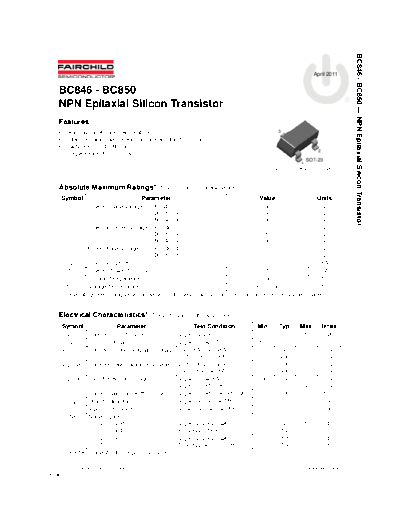 Fairchild Semiconductor bc846 bc847 bc848 bc849 bc850-series . Electronic Components Datasheets Active components Transistors Fairchild Semiconductor bc846_bc847_bc848_bc849_bc850-series.pdf