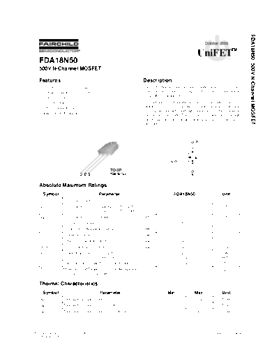 Fairchild Semiconductor fda18n50  . Electronic Components Datasheets Active components Transistors Fairchild Semiconductor fda18n50.pdf