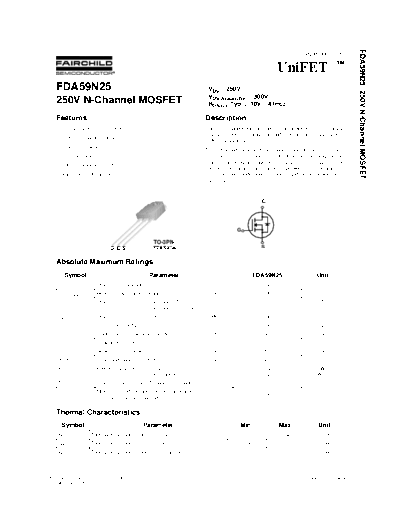 Fairchild Semiconductor fda59n25  . Electronic Components Datasheets Active components Transistors Fairchild Semiconductor fda59n25.pdf