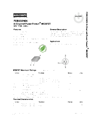 Fairchild Semiconductor fdb039n06  . Electronic Components Datasheets Active components Transistors Fairchild Semiconductor fdb039n06.pdf