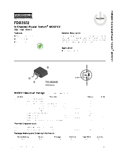 Fairchild Semiconductor fdb3502  . Electronic Components Datasheets Active components Transistors Fairchild Semiconductor fdb3502.pdf