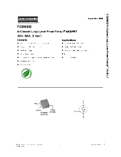 Fairchild Semiconductor fdb8832  . Electronic Components Datasheets Active components Transistors Fairchild Semiconductor fdb8832.pdf