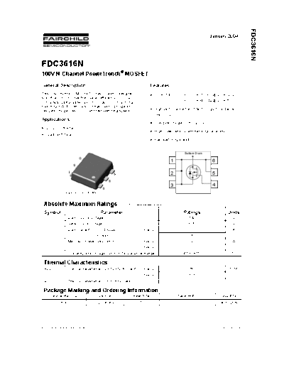 Fairchild Semiconductor fdc3616n  . Electronic Components Datasheets Active components Transistors Fairchild Semiconductor fdc3616n.pdf