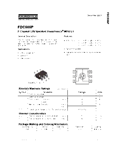 Fairchild Semiconductor fdc606p  . Electronic Components Datasheets Active components Transistors Fairchild Semiconductor fdc606p.pdf