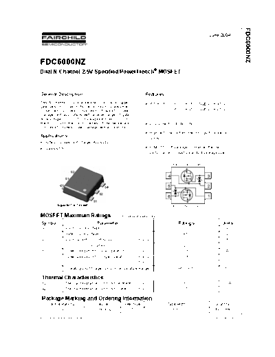 Fairchild Semiconductor fdc6000nz  . Electronic Components Datasheets Active components Transistors Fairchild Semiconductor fdc6000nz.pdf