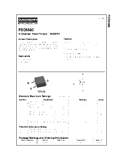 Fairchild Semiconductor fdd5680  . Electronic Components Datasheets Active components Transistors Fairchild Semiconductor fdd5680.pdf