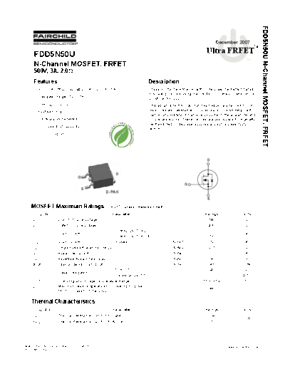 Fairchild Semiconductor fdd5n50u  . Electronic Components Datasheets Active components Transistors Fairchild Semiconductor fdd5n50u.pdf