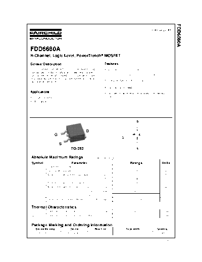 Fairchild Semiconductor fdd6680a  . Electronic Components Datasheets Active components Transistors Fairchild Semiconductor fdd6680a.pdf