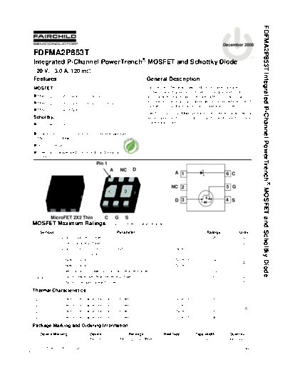 Fairchild Semiconductor fdfma2p853t  . Electronic Components Datasheets Active components Transistors Fairchild Semiconductor fdfma2p853t.pdf