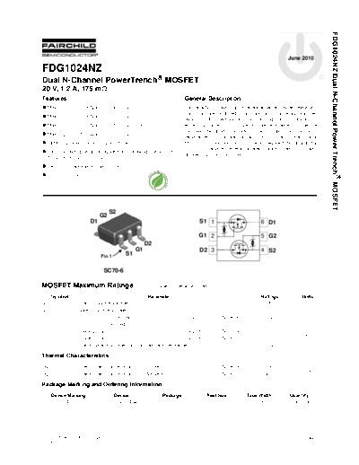 Fairchild Semiconductor fdg1024nz  . Electronic Components Datasheets Active components Transistors Fairchild Semiconductor fdg1024nz.pdf