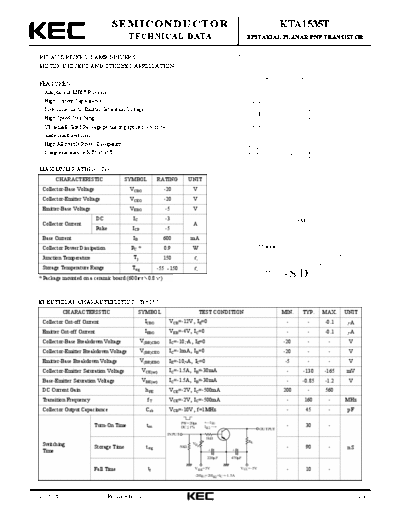 KEC kta1535t  . Electronic Components Datasheets Active components Transistors KEC kta1535t.pdf