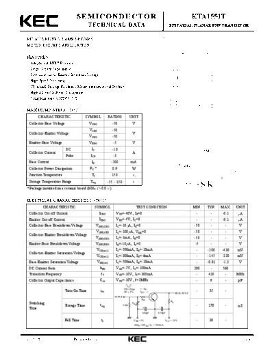 KEC kta1551t  . Electronic Components Datasheets Active components Transistors KEC kta1551t.pdf