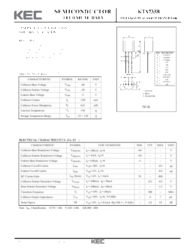 KEC kta733b  . Electronic Components Datasheets Active components Transistors KEC kta733b.pdf